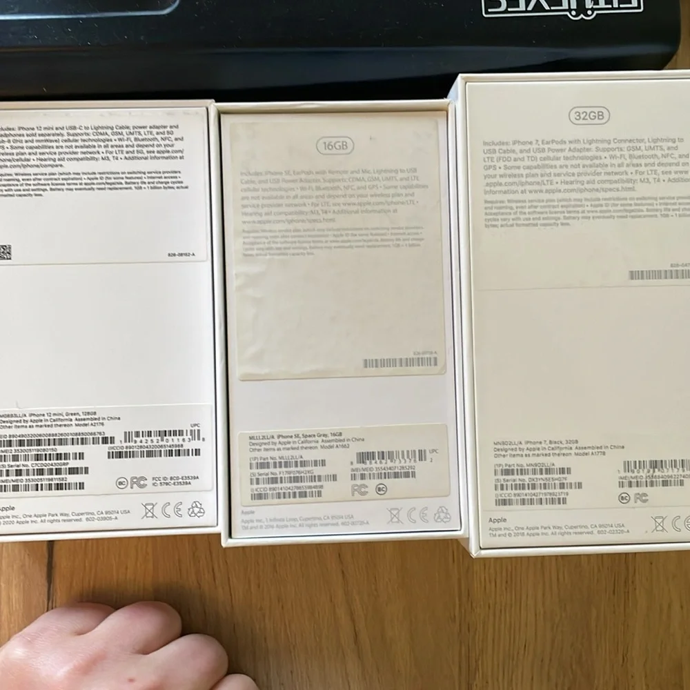 3 iPhone boxes